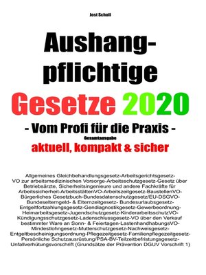 cover image of Aushangpflichtige Gesetze 2020 Gesamtausgabe